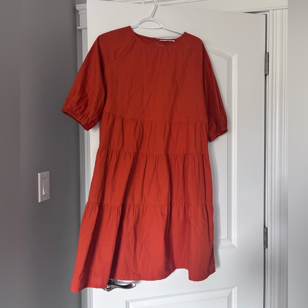 Mango Orange Tiered Dress